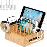 🔌 bamboo charging station: organize & charge multiple devices with darfoo docking station - includes 6 charging cables (no power supply) logo