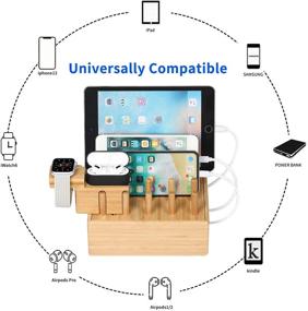 img 3 attached to 🔌 Bamboo Charging Station: Organize & Charge Multiple Devices with Darfoo Docking Station - Includes 6 Charging Cables (No Power Supply)