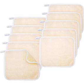 img 4 attached to 10-Piece Set of Exfoliating Face and Body Towels – Soft Weave Bath Cloths with Dual Sided Scrub for Gentle Massage – Ideal for Men and Women (Beige & White)