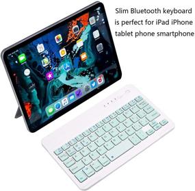 img 3 attached to Ultra-Slim Bluetooth Keyboard Portable Mini Wireless Keyboard Rechargeable For Apple IPad IPhone Samsung Tablet Phone Smartphone IOS Android Windows (7 Inch Light Green)