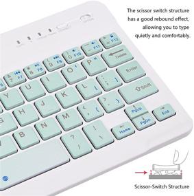 img 1 attached to Ultra-Slim Bluetooth Keyboard Portable Mini Wireless Keyboard Rechargeable For Apple IPad IPhone Samsung Tablet Phone Smartphone IOS Android Windows (7 Inch Light Green)