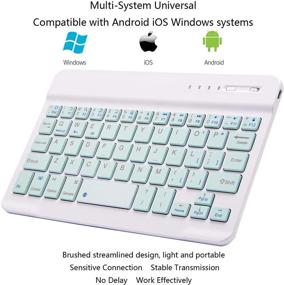 img 2 attached to Ultra-Slim Bluetooth Keyboard Portable Mini Wireless Keyboard Rechargeable For Apple IPad IPhone Samsung Tablet Phone Smartphone IOS Android Windows (7 Inch Light Green)