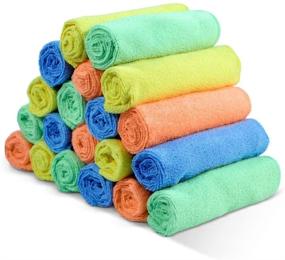 img 3 attached to 🧽 24-Pack Microfiber Cleaning Cloths for Kitchen and Car Cleaning - Soft Reusable Rags/Wipes without Chemicals