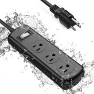 ipx6 waterproof power strip surge protector with 6 ft long extension cord, 3 outlets - ideal for baby room, bathroom, kitchen, garden, and yard lighting - electric shockproof socket logo