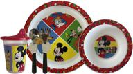 🐭 mickey mouse 5-piece toddler mealtime set | plate, bowl, sippy cup, fork & spoon | bpa-free | mickey mouse theme logo