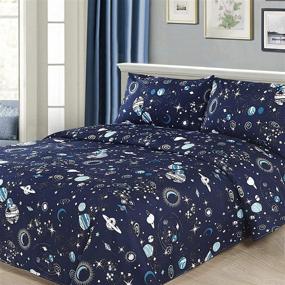 img 1 attached to 🪐 LinenTopia 6 Piece Twin Size Boys Kids Teens Comforter Set Bed in Bag with Planets Outer Space Design