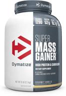 🏋️ dymatize super mass gainer протеиновый порошок: 1280 калорий, 52 г белка | быстрое увеличение силы и размера | 10,7 г bcaa | легко смешивается | изысканный ванильный вкус | 6 фунтов (96,0 унций) логотип