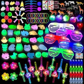 img 4 attached to 🎉 Stondino 153-Piece Glow in the Dark Party Favors for Kids and Adults - Including Fiber Optic Hair Lights, Flashing Glasses, Finger Lights, Spinning Top, Jelly Rings, and Glow Sticks - Perfect Xmas Gifts