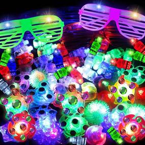 img 3 attached to 🎉 Stondino 153-Piece Glow in the Dark Party Favors for Kids and Adults - Including Fiber Optic Hair Lights, Flashing Glasses, Finger Lights, Spinning Top, Jelly Rings, and Glow Sticks - Perfect Xmas Gifts