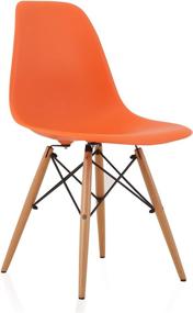 img 3 attached to 🪑 CozyBlock Molded Plastic Dining Shell Chair Set with Birch Wood Eiffel Legs, 2 Pieces, Orange, 20"L x 18.5"W x 31.5"H