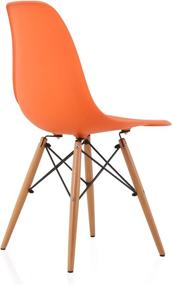 img 1 attached to 🪑 CozyBlock Molded Plastic Dining Shell Chair Set with Birch Wood Eiffel Legs, 2 Pieces, Orange, 20"L x 18.5"W x 31.5"H