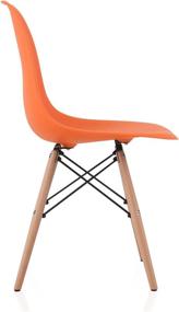 img 2 attached to 🪑 CozyBlock Molded Plastic Dining Shell Chair Set with Birch Wood Eiffel Legs, 2 Pieces, Orange, 20"L x 18.5"W x 31.5"H