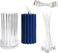 🕯️ candle making diy kit - cylinder with ribs candle mold for handmade candles - includes 3pcs plastic molds, 20 candle wicks, 1 metal holder, and 1 cylinder rib mold logo