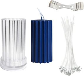 img 4 attached to 🕯️ Candle Making DIY Kit - Cylinder with Ribs Candle Mold for Handmade Candles - Includes 3pcs Plastic Molds, 20 Candle Wicks, 1 Metal Holder, and 1 Cylinder Rib Mold