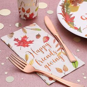 img 3 attached to 🍽️ Enhance Your Friendsgiving Party with 50-Piece Pack of White Thanksgiving Paper Napkins (7.9 x 4.4 In)