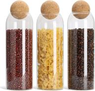 🍶 comsaf clear glass food storage canister with airtight cork lid - 42oz/1240ml, kitchen pantry container for tea, coffee, sugar, flour, spices - seal cork round stopper included логотип