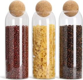 img 4 attached to 🍶 ComSaf Clear Glass Food Storage Canister with Airtight Cork Lid - 42oz/1240ml, Kitchen Pantry Container for Tea, Coffee, Sugar, Flour, Spices - Seal Cork Round Stopper Included