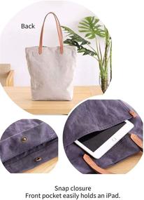 img 2 attached to Jeelow Canvas Tote Shoulder Bag Handbag Crossbody 👜 Bags Purse With Zipper & Pockets for Men & Women