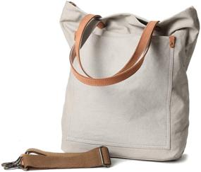 img 4 attached to Jeelow Canvas Tote Shoulder Bag Handbag Crossbody 👜 Bags Purse With Zipper & Pockets for Men & Women