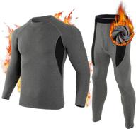 🏂 men's sport thermal underwear set: soft compression fleece base layer for cold weather activities - ski shirt & long johns logo