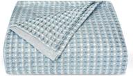 zenssia 100% cotton waffle weave blanket - soft, breathable & comfortable thermal home décor blanket 🛏️ for all seasons - ideal for beds, couches, sofas - twin size (60 x 90 inches), blue logo