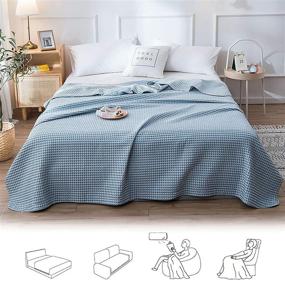 img 1 attached to Zenssia 100% Cotton Waffle Weave Blanket - Soft, Breathable & Comfortable Thermal Home Décor Blanket 🛏️ for All Seasons - Ideal for Beds, Couches, Sofas - Twin Size (60 x 90 inches), Blue