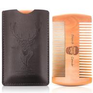 🎅 1 pack wooden brown christmas deer design beard comb kit with durable case - handmade pocket comb for men, customized gifts for dad - mustache care, beard care & hair grooming logo