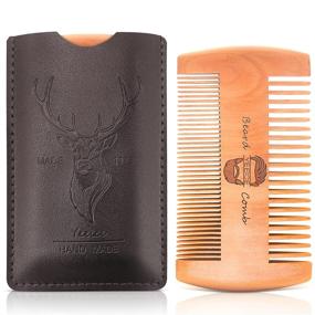 img 4 attached to 🎅 1 Pack Wooden Brown Christmas Deer Design Beard Comb Kit with Durable Case - Handmade Pocket Comb for Men, Customized Gifts for Dad - Mustache Care, Beard Care & Hair Grooming