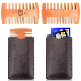 img 3 attached to 🎅 1 Pack Wooden Brown Christmas Deer Design Beard Comb Kit with Durable Case - Handmade Pocket Comb for Men, Customized Gifts for Dad - Mustache Care, Beard Care & Hair Grooming