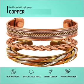 img 1 attached to Handcrafted Healing Copper Bracelet for Women and Men - Peace, Chakra Yoga Meditation, Mantra Jewelry Cuff by Touchstone India