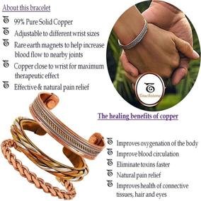 img 3 attached to Handcrafted Healing Copper Bracelet for Women and Men - Peace, Chakra Yoga Meditation, Mantra Jewelry Cuff by Touchstone India