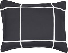 img 2 attached to 🛏️ Amazon Basics Full/Queen Bed-in-a-Bag with Elastic Storage Pockets - Black Grid: Reversible Microfiber Comfort