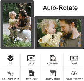 img 2 attached to 🖼️ MARVUE 8 Inch 1280x800 HD Smart WiFi Digital Picture Frame with 16GB Memory, Auto-Rotate, Share Photos/Videos via Frameo App from Anywhere - FRAMEO Electronic Photo Frame