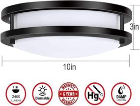 img 1 attached to 🔆 Drosbey 24W Dimmable LED Ceiling Light Fixture, Kitchen & Bathroom Light Fixtures, 10 inch Flush Mount Ceiling Lights for Bedroom, Bathroom, 5000K Natural Daylight White, Ultra Bright 2400LM, Oil-Rubbed Bronze Finish