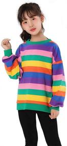 img 3 attached to 🌈 Cute Rainbow Sweatshirt for Little Girls in Mud Kingdom Fashion, featuring Drop Shoulder and Colorful Stripes