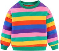 🌈 cute rainbow sweatshirt for little girls in mud kingdom fashion, featuring drop shoulder and colorful stripes logo