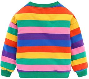 img 2 attached to 🌈 Cute Rainbow Sweatshirt for Little Girls in Mud Kingdom Fashion, featuring Drop Shoulder and Colorful Stripes