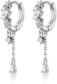 img 4 attached to 💧 Sparkling SLUYNZ 925 Sterling Silver CZ Hoop Earrings - Water Droplets Dangle for Women & Teen Girls