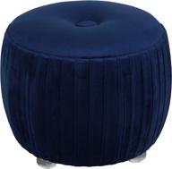 🔵 cortesi home doles navy blue velvet ottoman, 16" high, with clear acrylic legs логотип