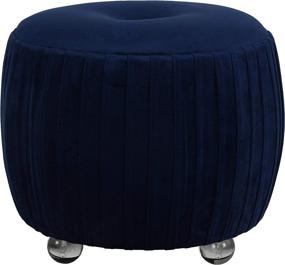 img 2 attached to 🔵 Cortesi Home Doles Navy Blue Velvet Ottoman, 16" High, with Clear Acrylic Legs