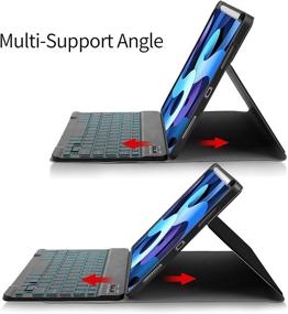 img 2 attached to 10.9 inch iPad Air 4th Gen 2020 Keyboard Case - XIWMIX Wireless Bluetooth Keyboard with 7 Color Backlight, Detachable Design, Pencil Holder, Slim Leather Smart Cover for New iPad Air 10.9 inch