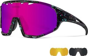 img 4 attached to 🕶️ Queshark Cycling Sunglasses with 3 or 5 Interchangeable Lenses for Men and Women - QE55