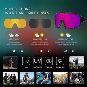 img 1 attached to 🕶️ Queshark Cycling Sunglasses with 3 or 5 Interchangeable Lenses for Men and Women - QE55