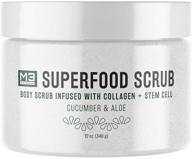 👐 m3 naturals superfood foot and hand scrub: collagen & stem cell infused cucumber + aloe exfoliating moisturizer - acne scar, anti-cellulite & wrinkle treatment (12oz) logo