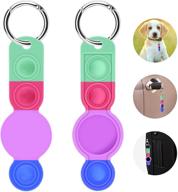 🔑 stalnacker airtag keychain case, [2 pack] silicone protective cover for airtags holder - anti-lost airtag key ring for kids, dogs, keys, backpacks, luggage - blue green logo
