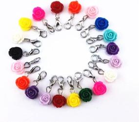 img 3 attached to yueton Assorted Color Rose Dangle Charms Pendant Set with Lobster Clasp for Jewelry Making, Fits Floating Locket Charms Necklaces - Pack of 20