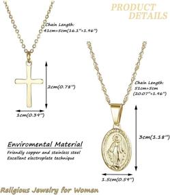 img 3 attached to 📿 Набор многослойных ожерелий Finrezio для женщин - католические христианские украшения с крестом и пендентом Богородицы, покрытые золотом 14K