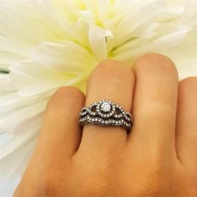 img 3 attached to 💍 Dazzlingrock Collection 0.50 Carat (ctw) Black Rhodium Plated 14K White Gold Round Diamond Ladies Bridal Engagement Ring Set