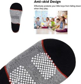 img 1 attached to Comfortable and Safe: Kids Cotton Crew Socks with Grip - 5 Pack Boys Girl Winter Athletic Sport Ankle Sock Set 6-12 Year