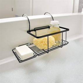 img 3 attached to 🛁 iDesign Everett Metal Over the Side Bathtub Caddy Basket for Bathrooms, 12.08" x 10.2" x 6.64", Matte Black - Enhanced SEO